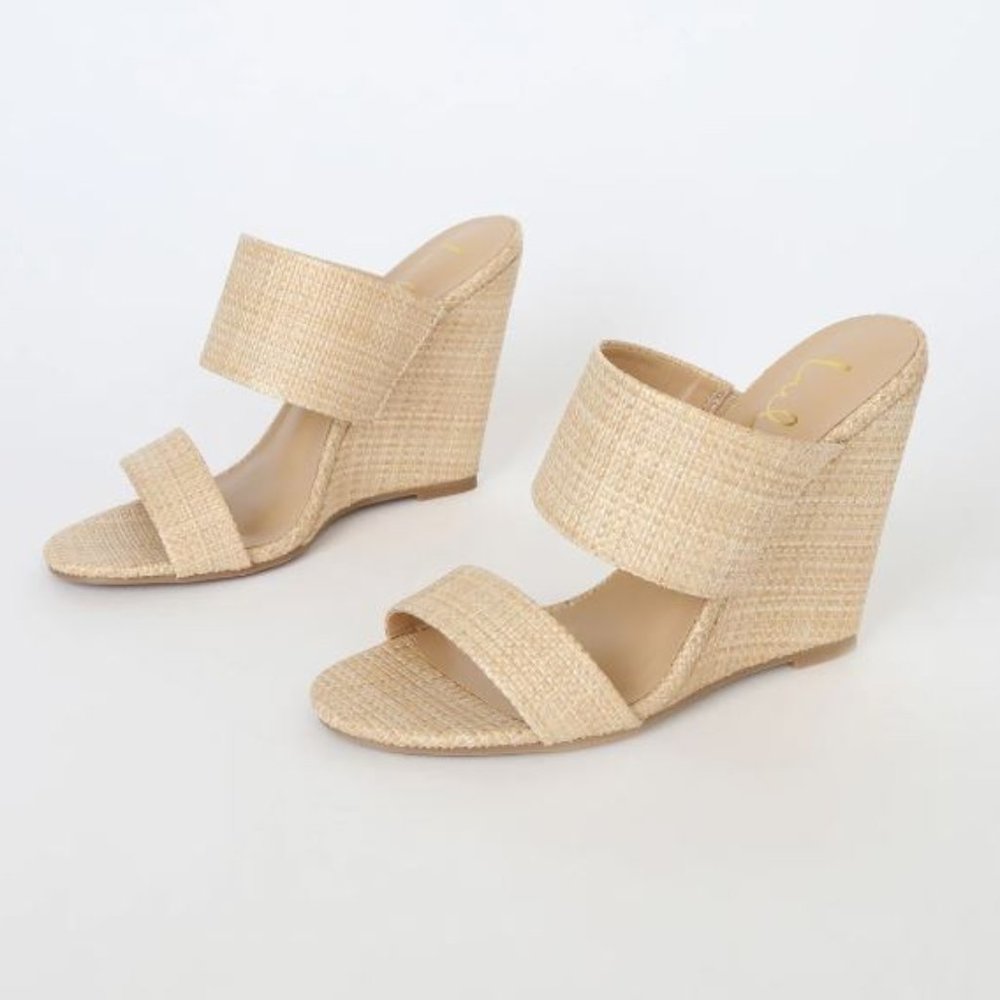Natural Raffia Wedge Sandals